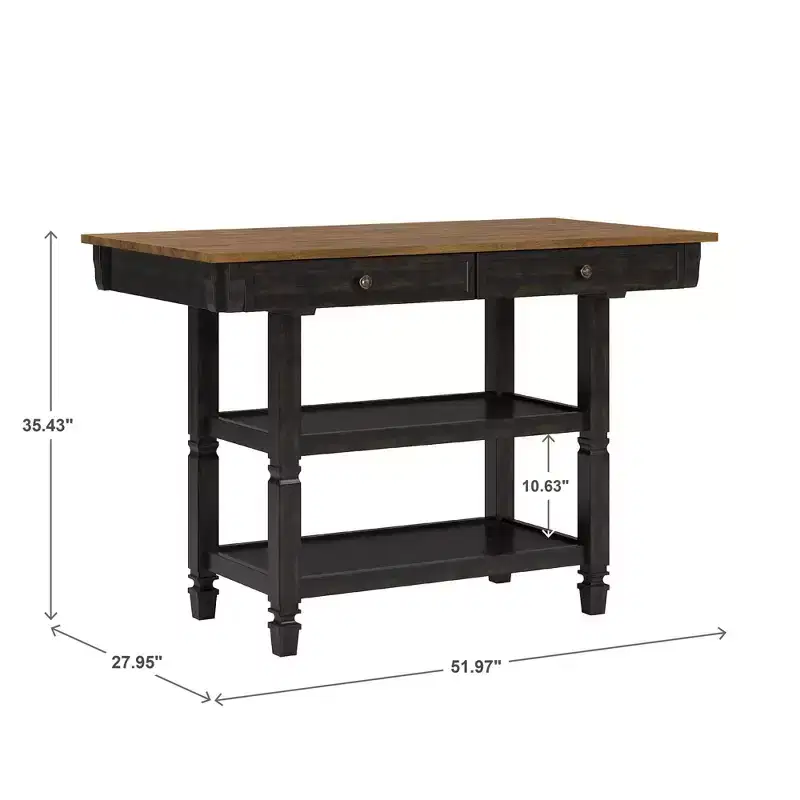 Two-Tone Kitchen Island with Drawers – Antique Grey / Antique White / Black