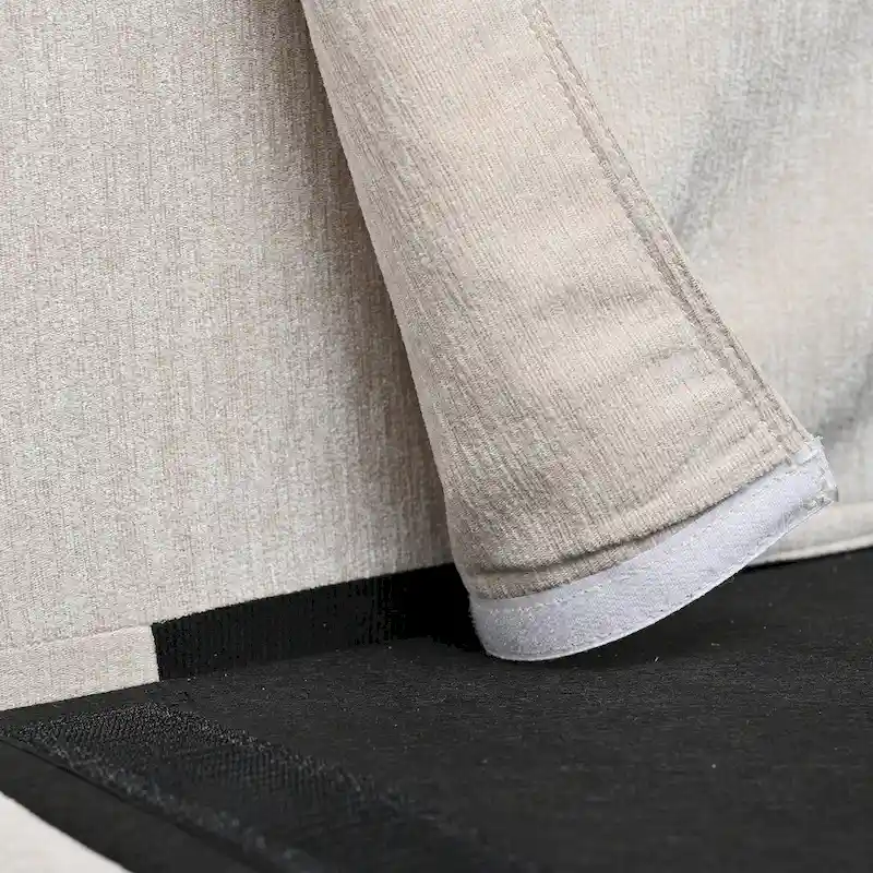 Beige 107.87  Spacious 4-Seater Sofa with Movable Ottoman