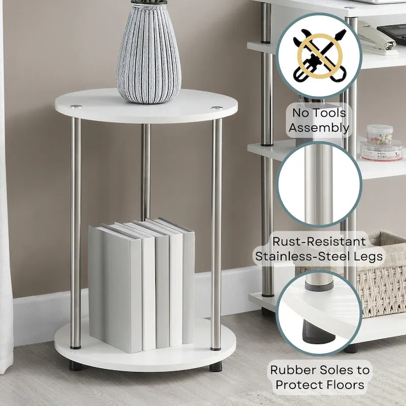Convenience Concepts  No Tools 2 Tier Round End Table