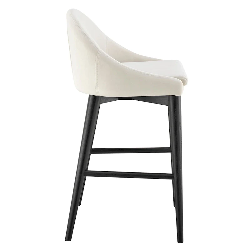 Baruch Counter Stool in Beige with Matte Black Legs - Set of 1