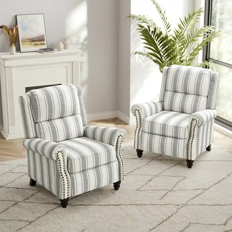 2 Set Modern Padded Seat Recliner Chair with PU Leather/Fabric