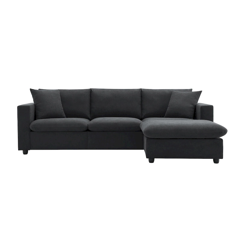 Modern L-shaped 4-Seat Sectional Sofa Couch Set with Ottoman