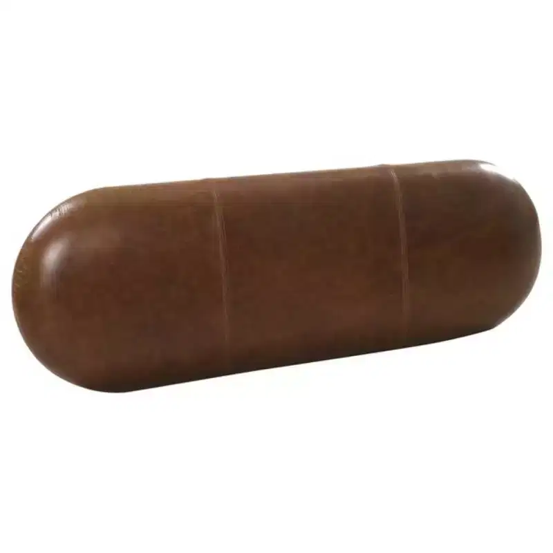 Brown Genuine Leather Upholstered Bench, Seats 2
