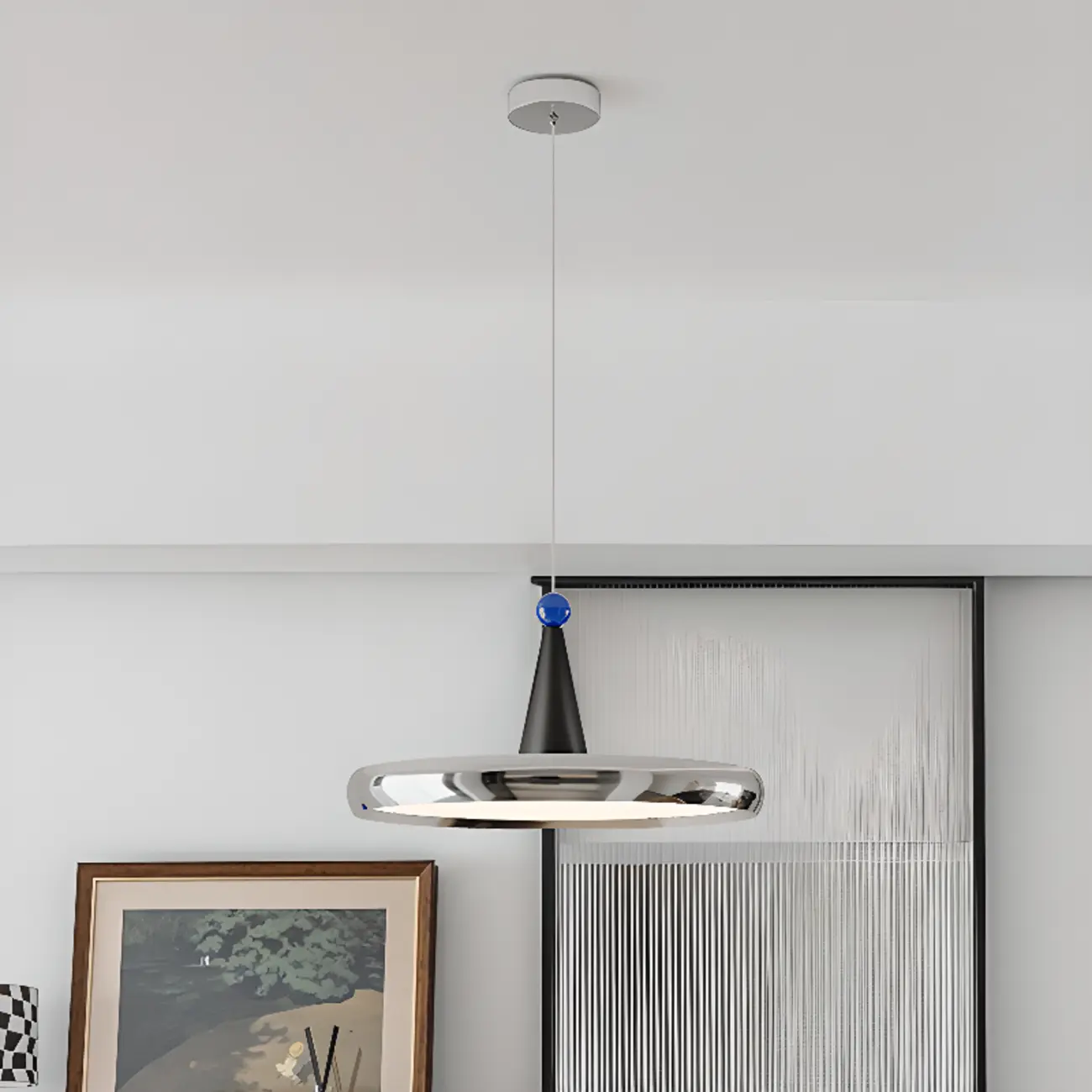 Modern Geometric Cream Acrylic Pendant Light with Multi Dimming