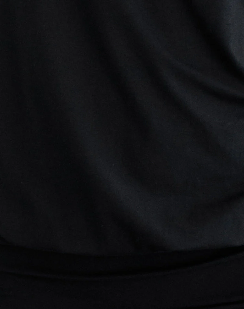 Sybe Cut Batwing Sleeve Mini Dress in Black
