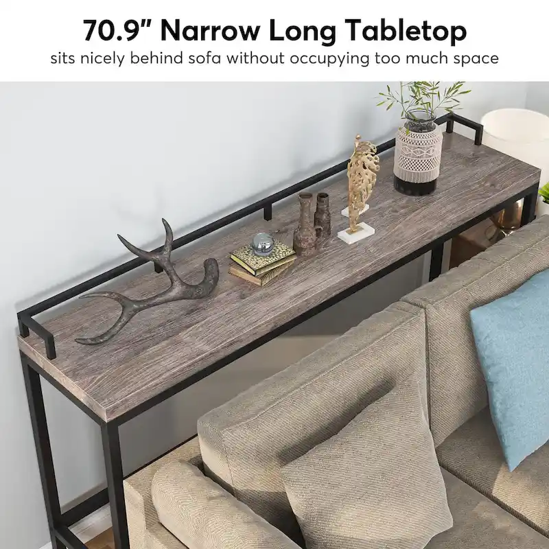 Console Table Behind Sofa Couch, 70.9 inch Long Narrow Entry Table