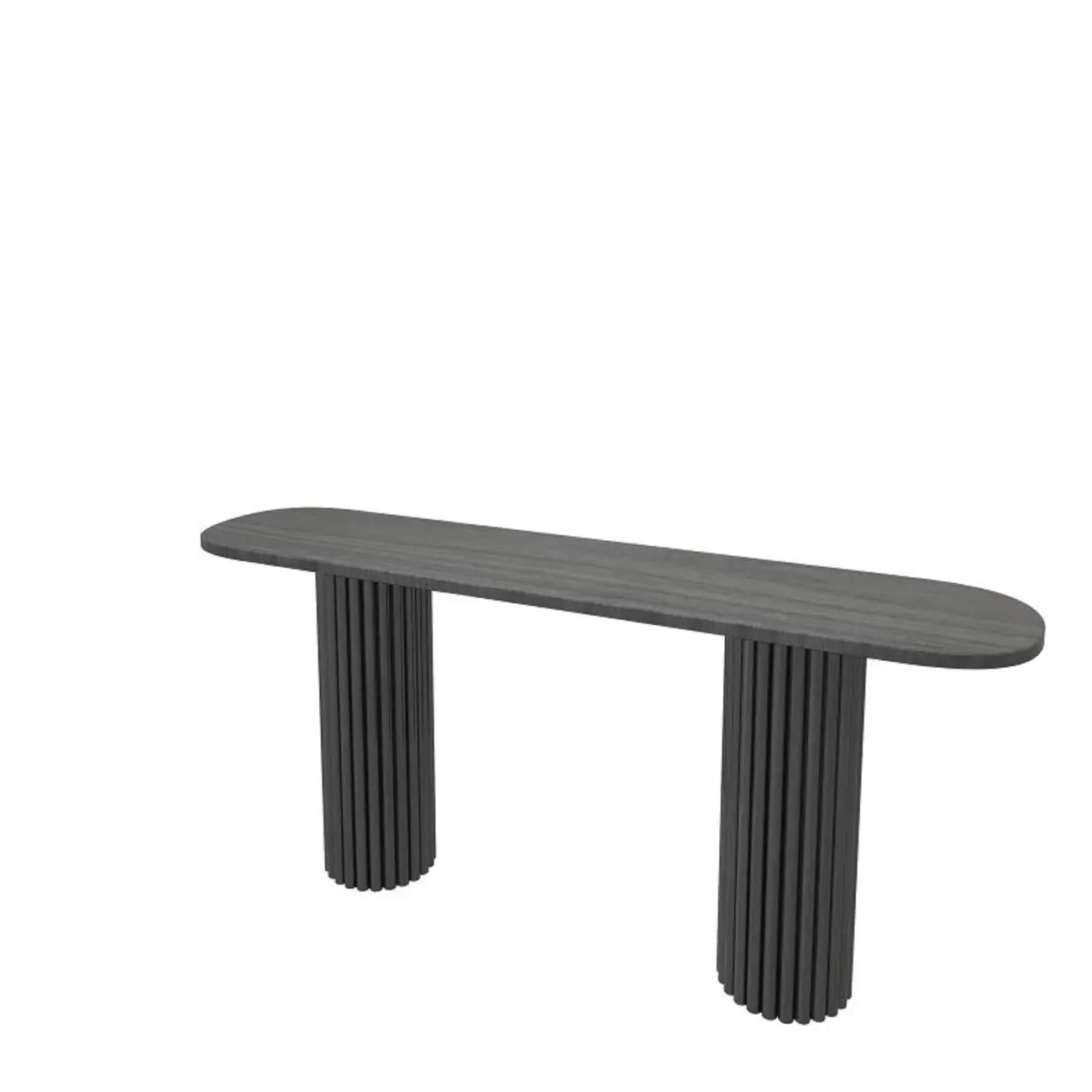 Natural Oval Wooden Double Pedestal Console Table