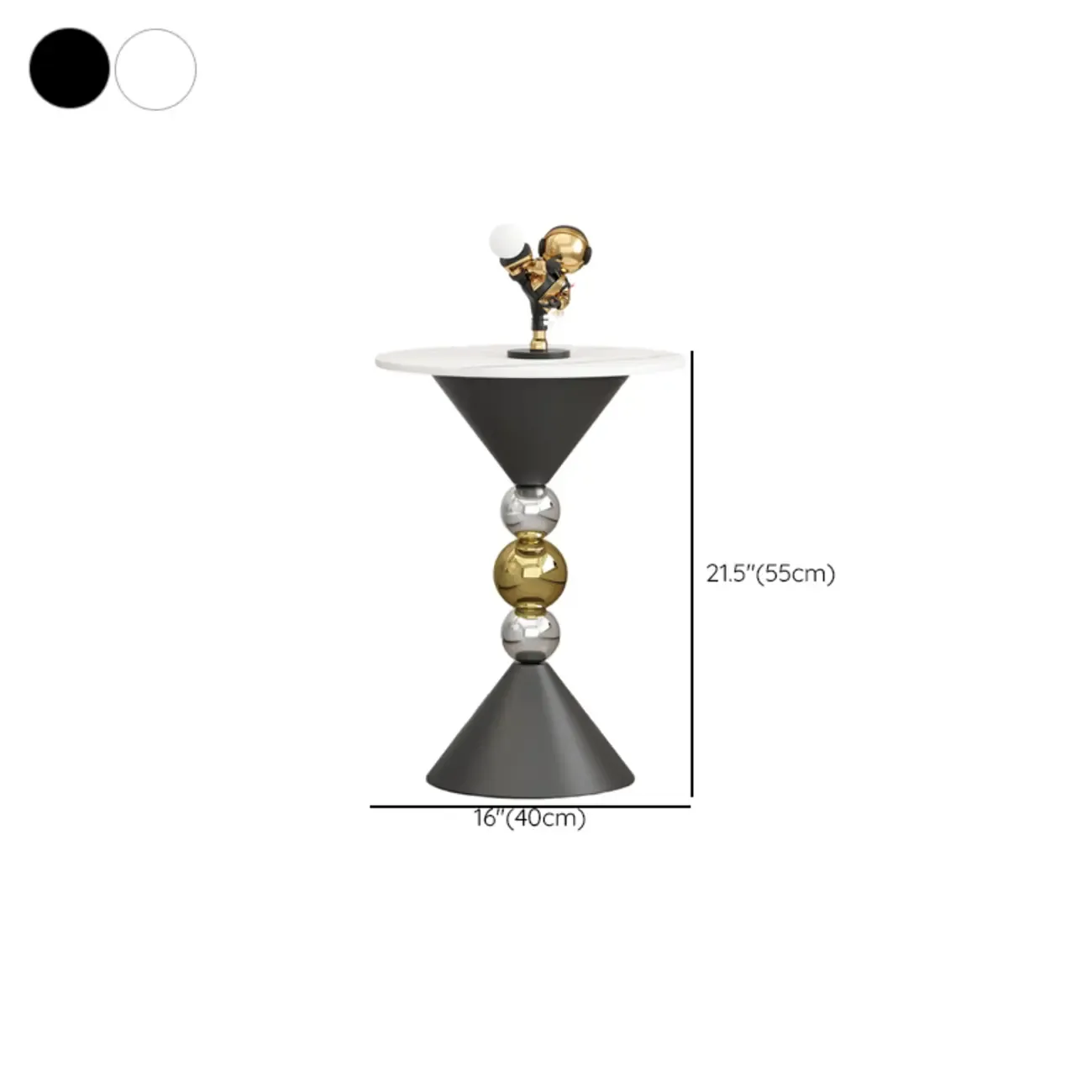 Glam White Stone Stump Base Round Side Table