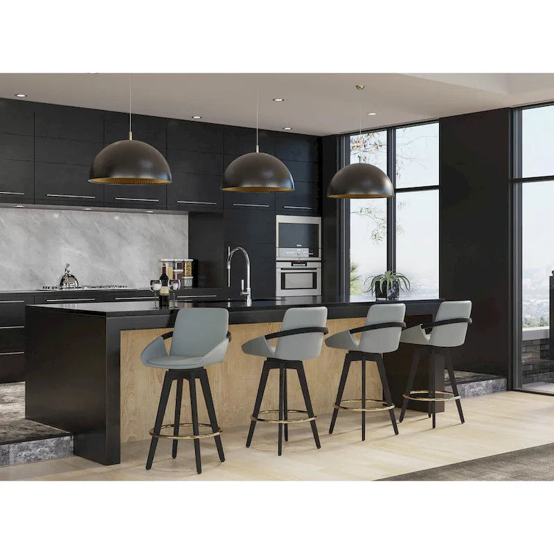 Carson Carrington Pugo Fixed-Height Counter Stool with Black Wood Base (Set of 2)