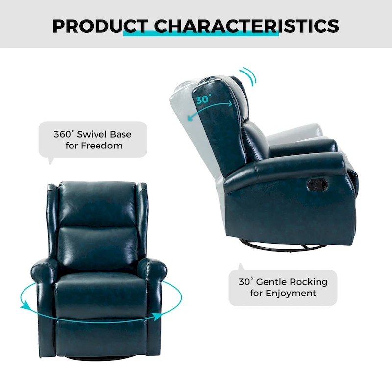 Baksoho Swivel Nursery Faux Leather Recliner with Metal Base Set of 2 by HULALA HOME