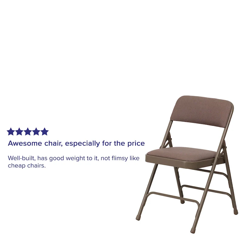 4 Pack Curved Triple Braced & Double Hinged Metal Folding Chair