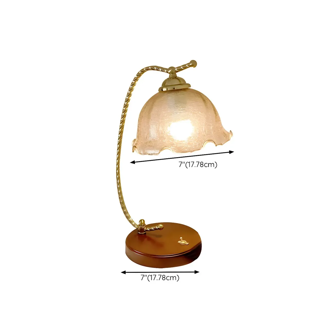 Exquisite Brown Glass Curved Arm Flower Shaped Table Lamp