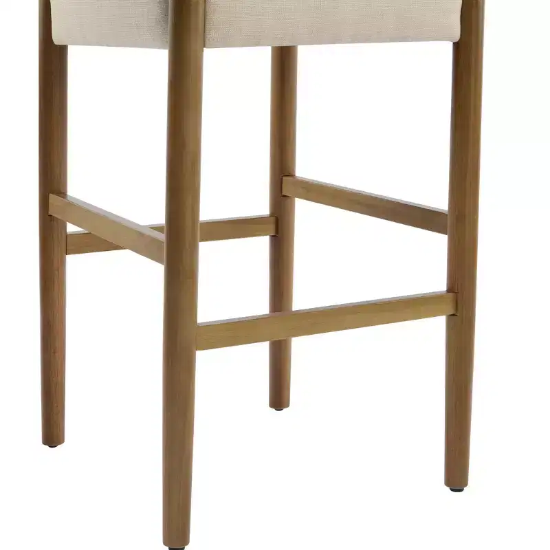 Homy Casa Set of 2 Modern 28.5 Solid Wood Bar Stools with Upholstered Seats, White