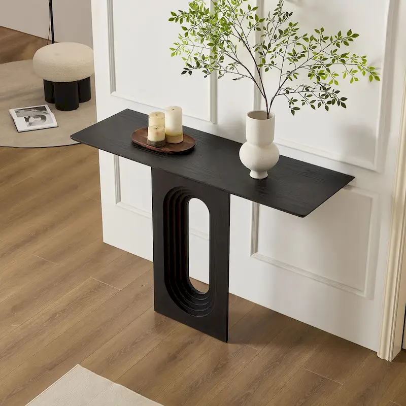 Modern Narrow Console Table with Unique Loopback Design