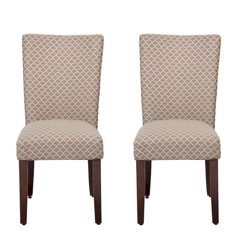 HomePop Mocha Cream Quatrefoil Pattern Parson Chairs (Set of 2)