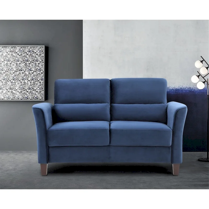 Velvet Loveseat with Gently Curved Arms, Modern 2-Seat Sofa for Living Room