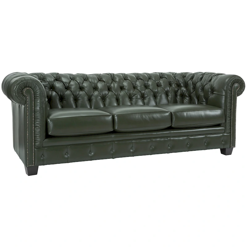 Hancock Tufted Top Grain Italian Leather Chesterfield Sofa - 31 H x 86 W x 40 D