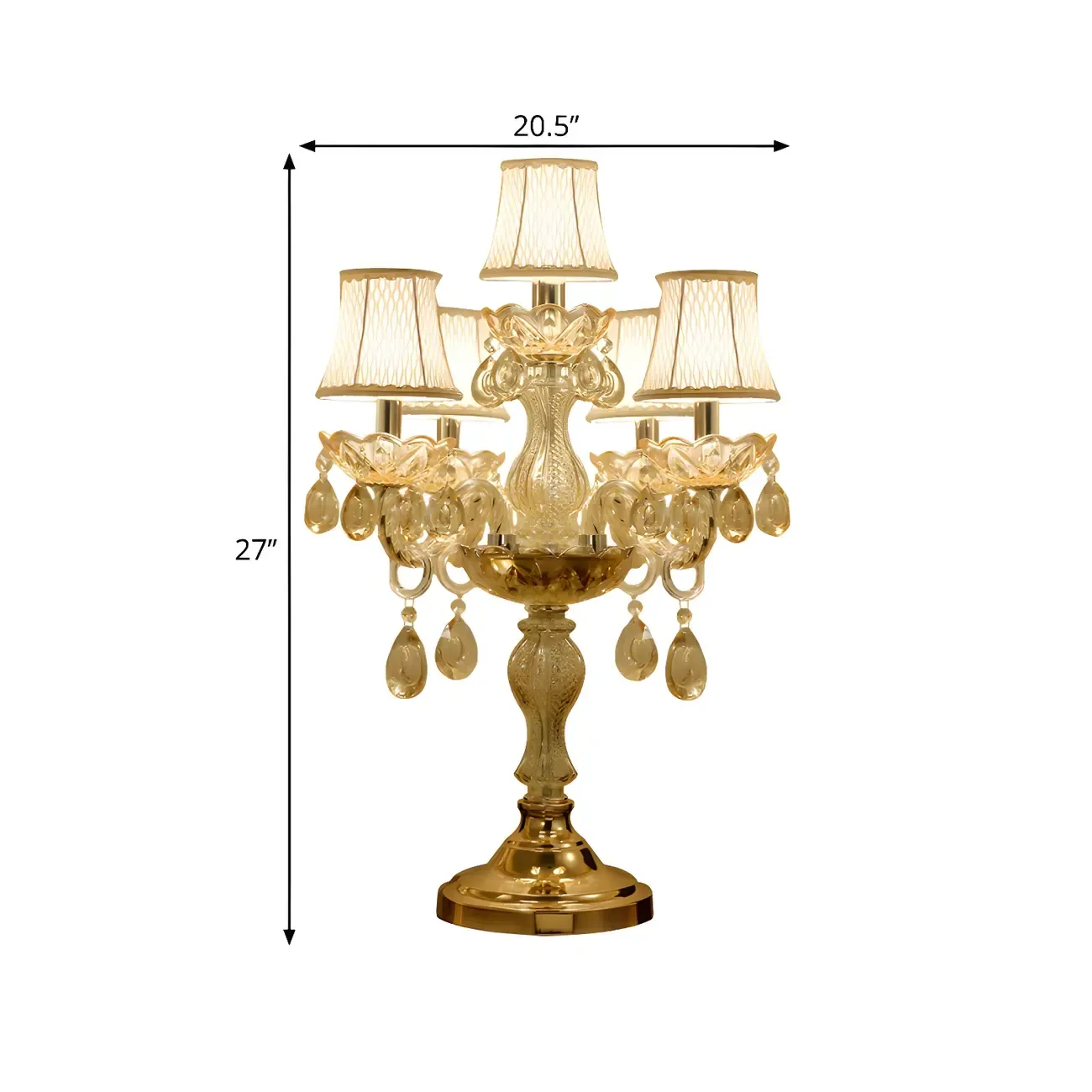 Luxury Gold Multi-Light Crystal Candelabra Table Lamp