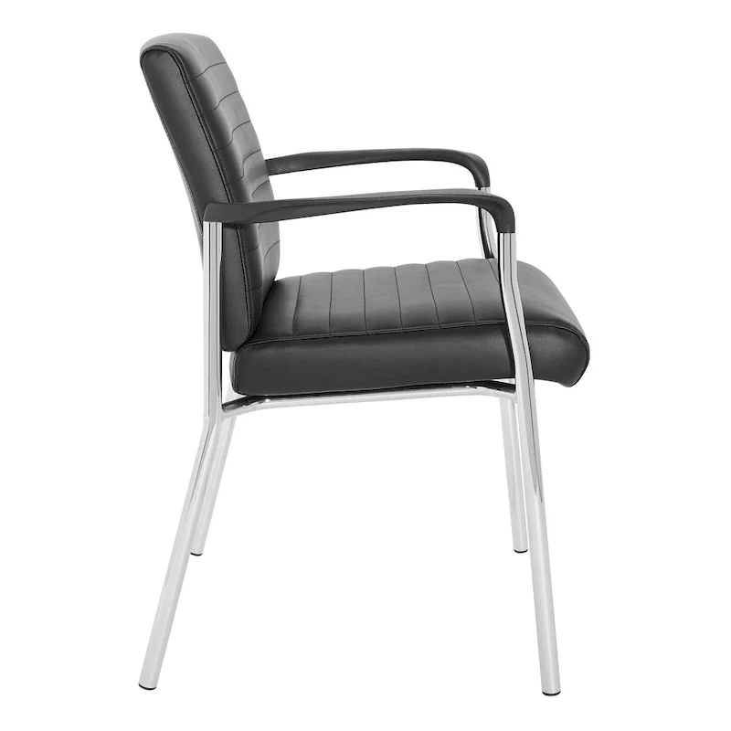 Guest Chair with Faux Leather and Chrome Frame