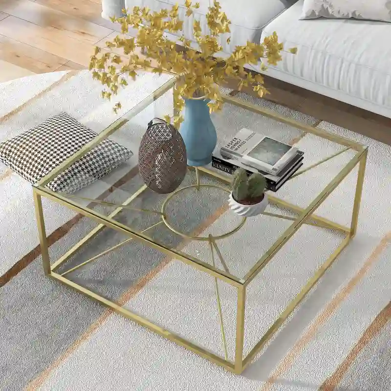 Taylan Glam Gold Coated 35-inch Steel and Glass Coffee Table by Furniture of America