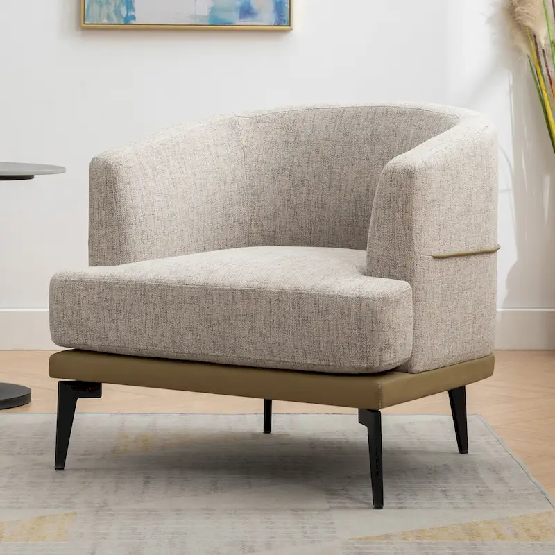 Modern Two-tone Barrel Fabric Chair for Living Room