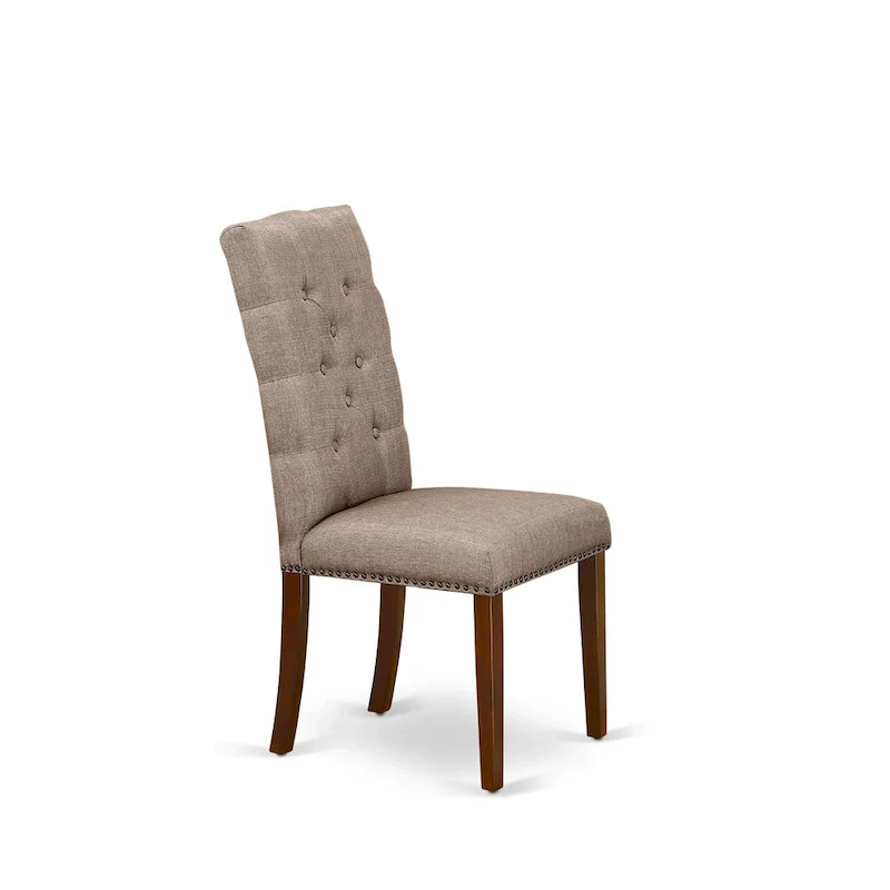 East West Furniture 3 Piece Dining Table Set Contains a Round Dining Table and 2 Linen Fabric Parson Chairs, (Finish Options)