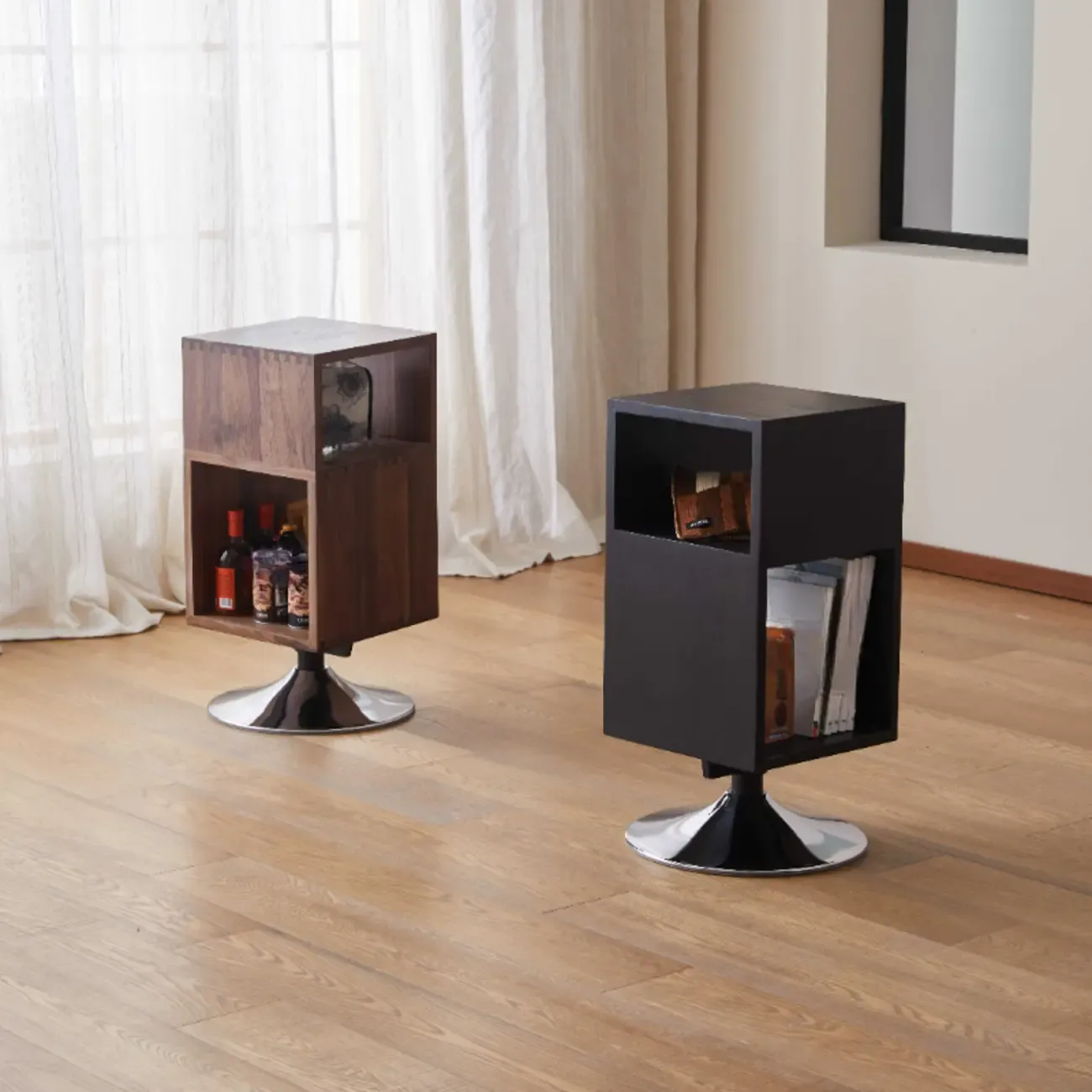 Timeless Rectangular Wooden 360° Rotating Side Table