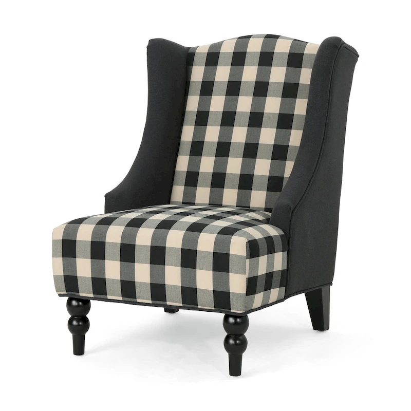 28 High-Back Upholstered Club Chair with Birch Legs