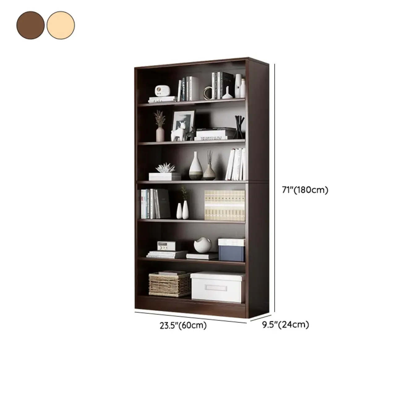 Modern Multi-Layer Brown Lumber Closed Back Bookcase