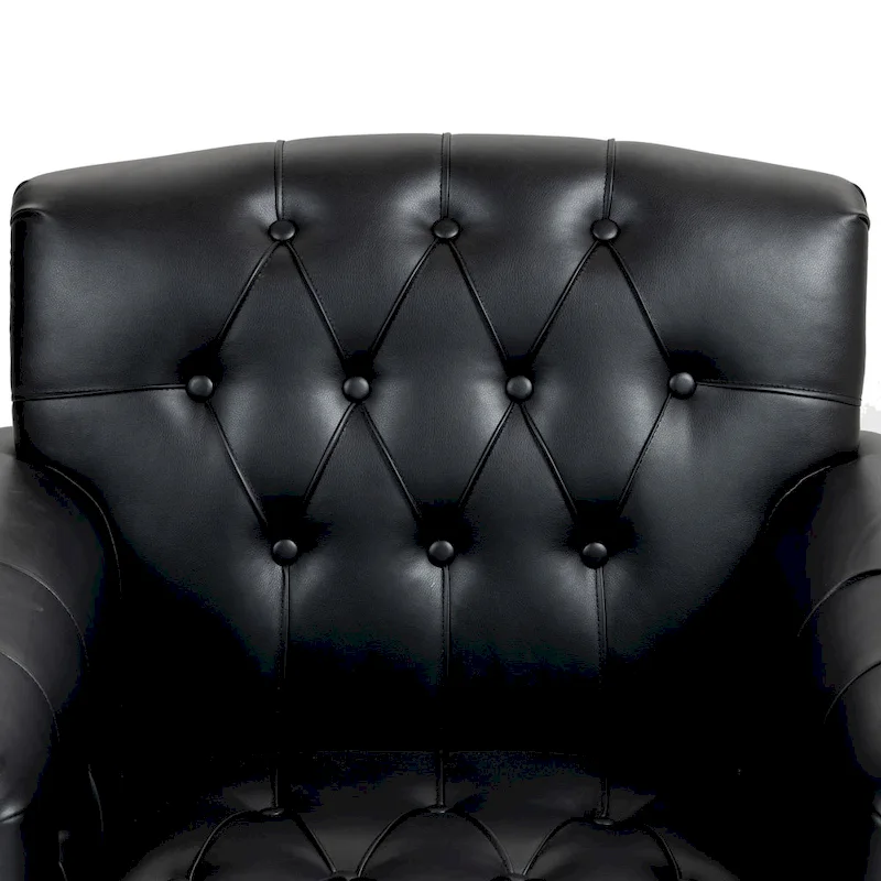 Tufted Vegan Leather Accent Chair Upholstered Armchair
