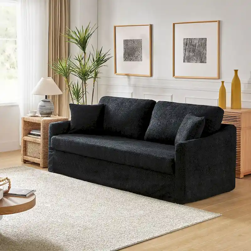 Volkhard 80.5 Modern Slipcovered Sofa With Removable Back Cushion By HULALA HOME