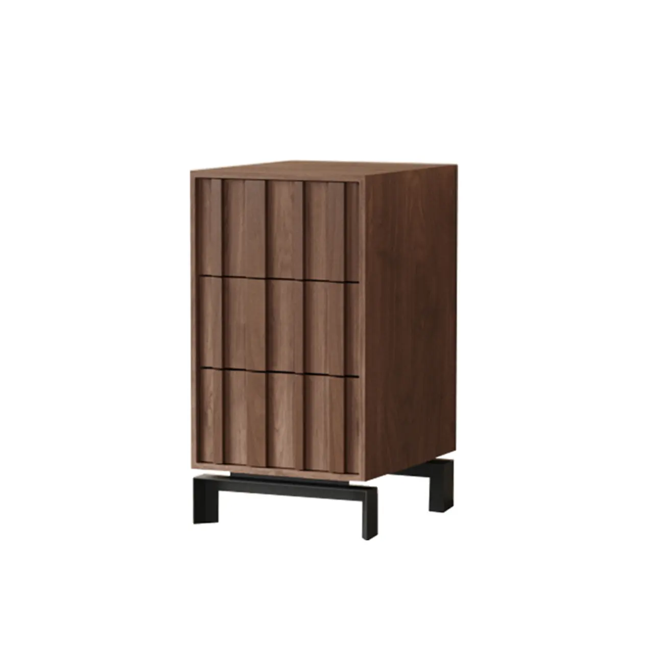 Mid-Century Modern Brown Wooden Waved Utility Storage Cabinet