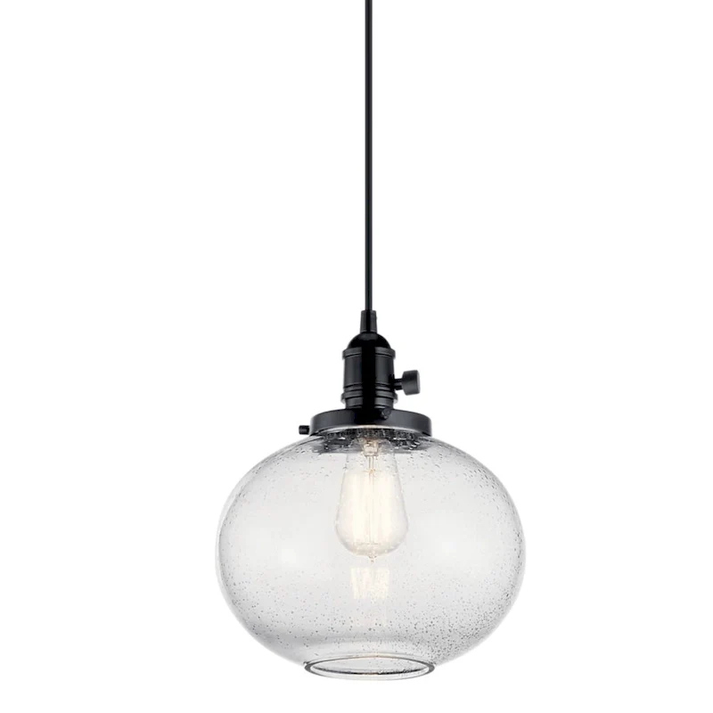 Kichler Lighting Avery 9.75 in. 1-Light Black Globe Mini Pendant Light