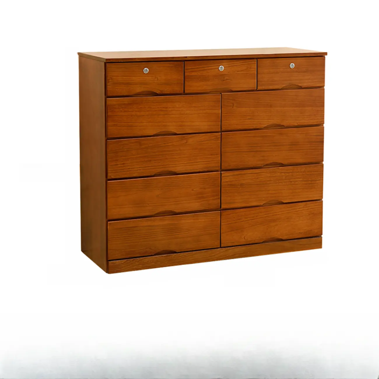 Natural Wood Double Dresser with Lockable Drawer