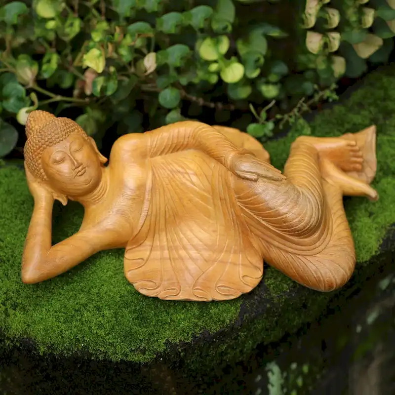 Novica Handmade Buddha At Peace Wood Sculpture