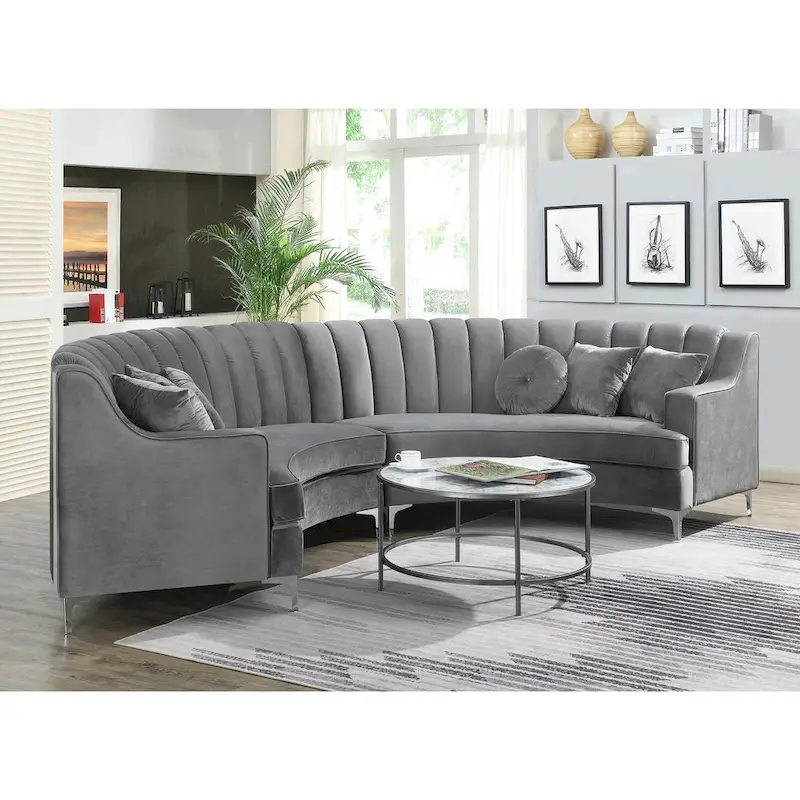 Round Circle Couch Symmetrical Modular Curved Velvet Sectional Sofa