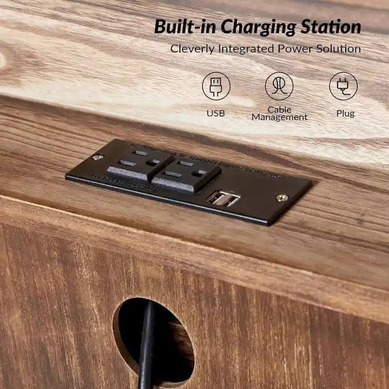 Farmhouse 30Tall Distressed 3-Drawer Nightstand With Solid Wood Legs and Adjustable Feet