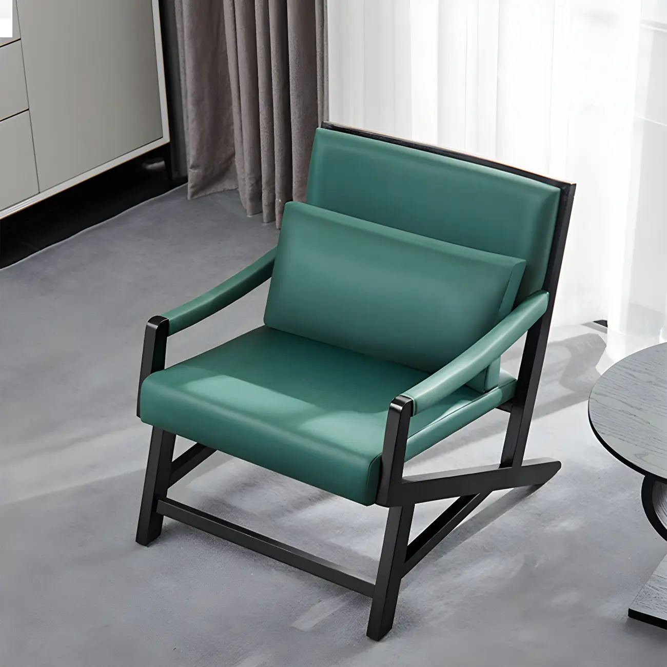 Modern Faux Leather Lounge Chair with Pillow Back