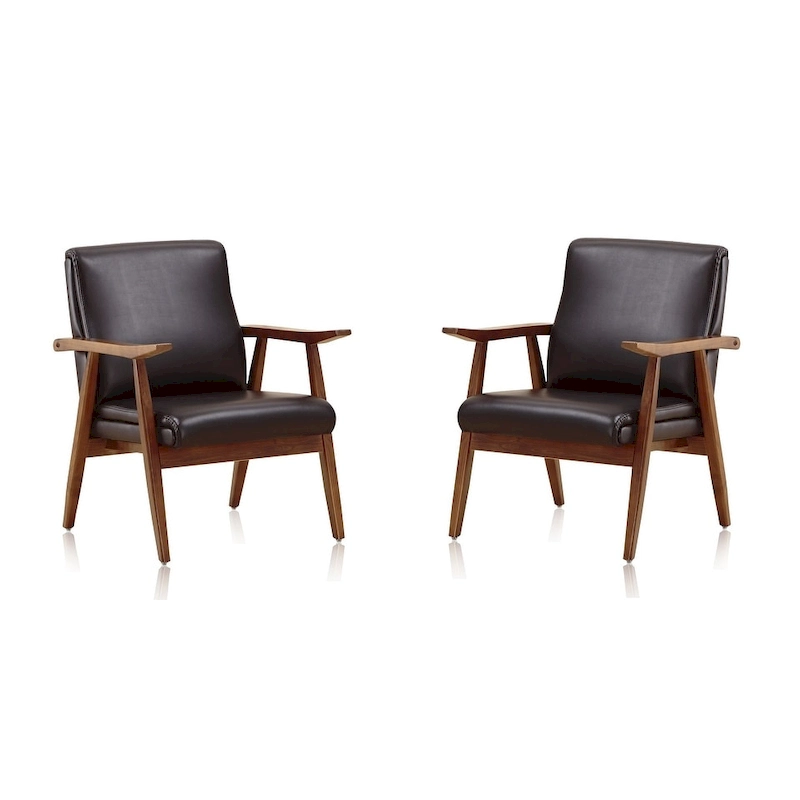 Manhattan Comfort ArchDuke Amber Faux Leather Accent Chair (Set of 2)