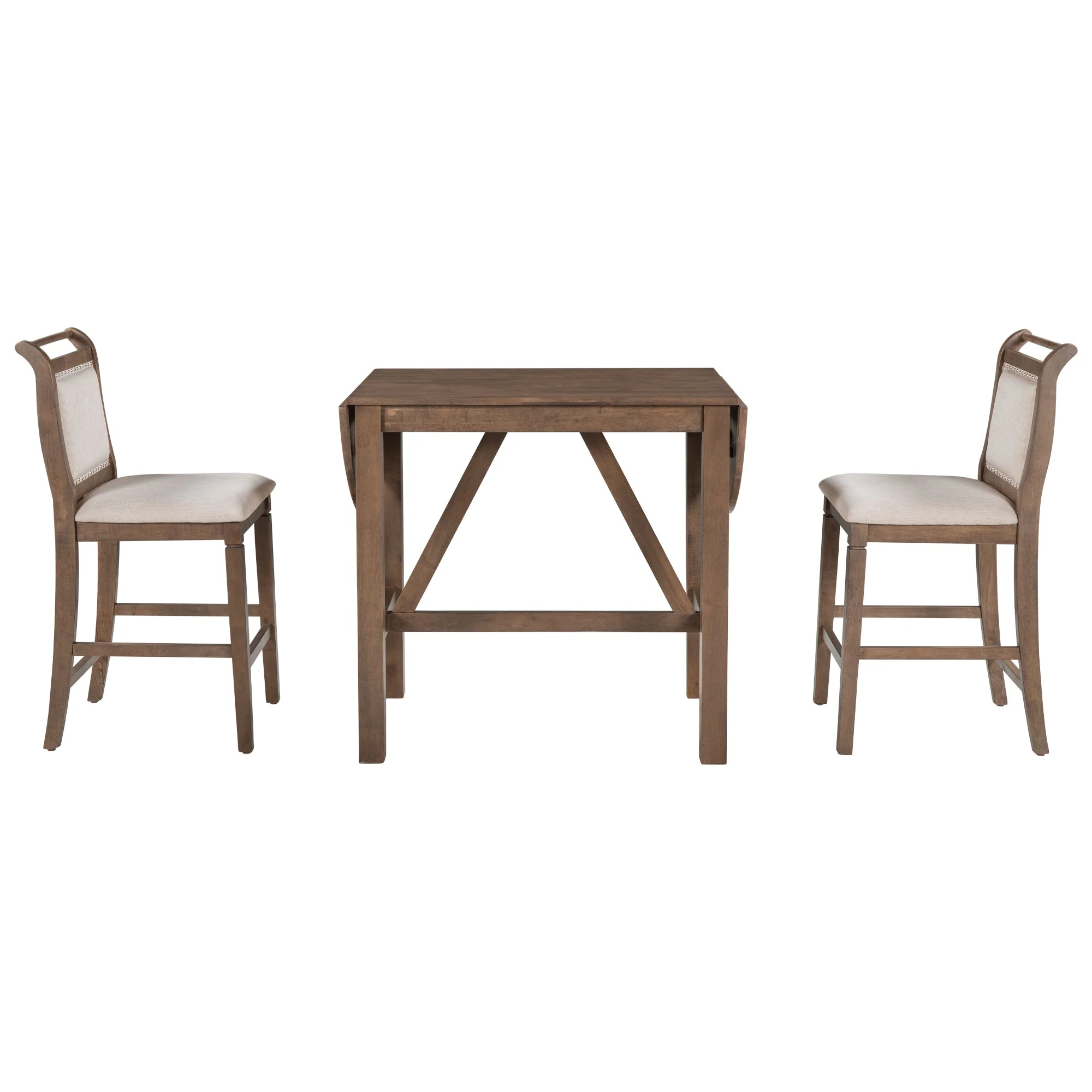 Walker Edison | 3-Piece Wood Counter Height Drop Leaf Dining Table Set with Chairs