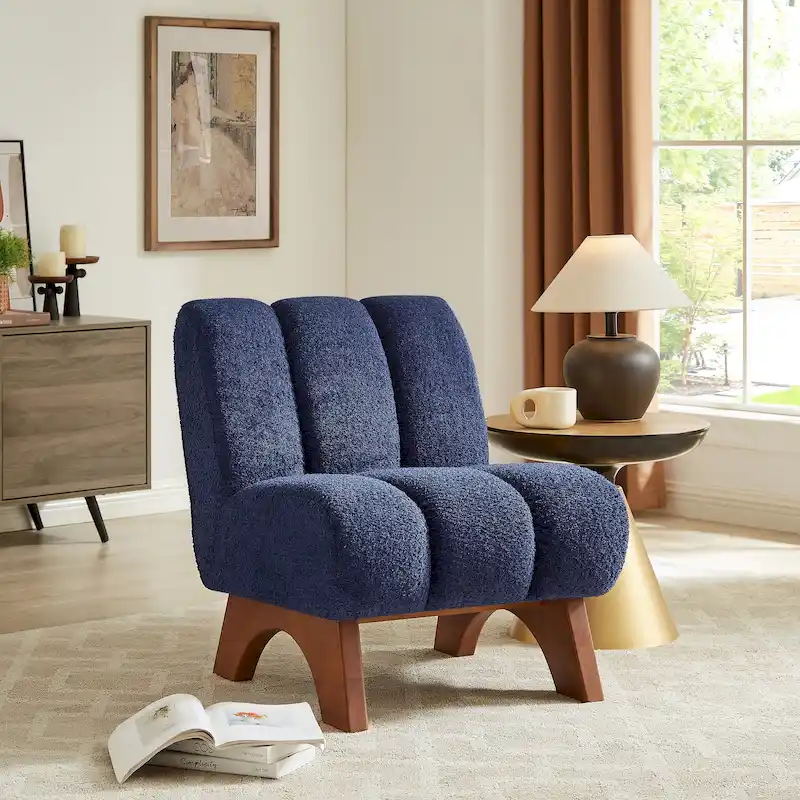 Art Leon Modern Wood and Fabric Accent Sofa Chair
