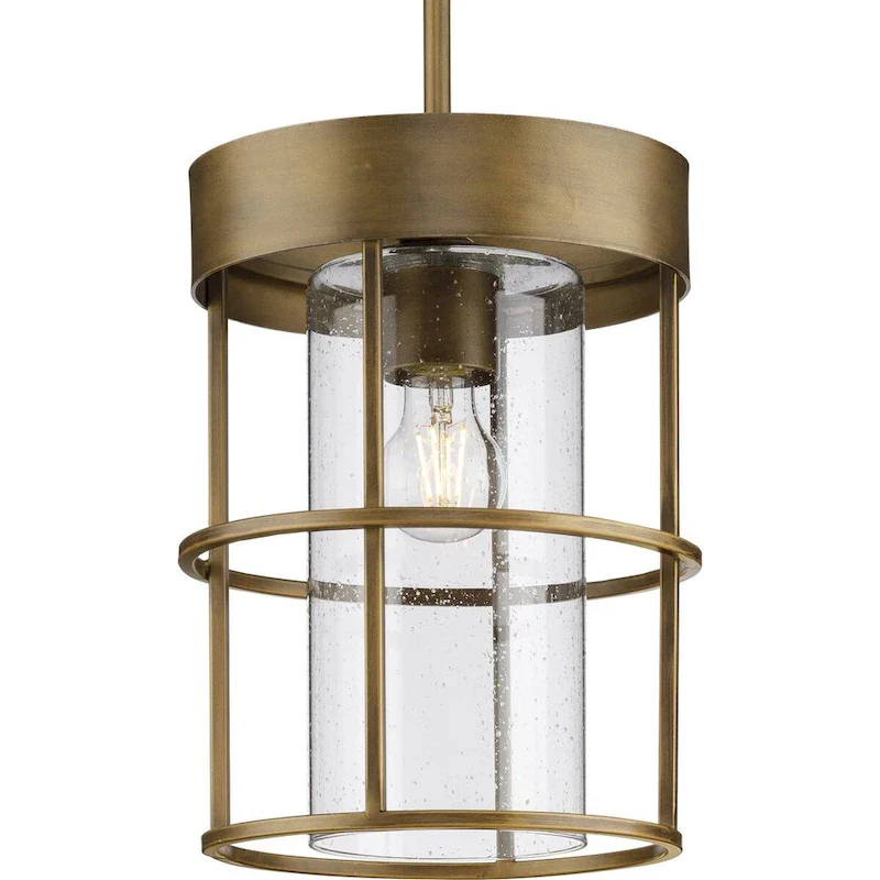 Burgess Collection One-Light Aged Bronze Modern Farmhouse Pendant - 9.5 in x 9.5 in x 12.37 in
