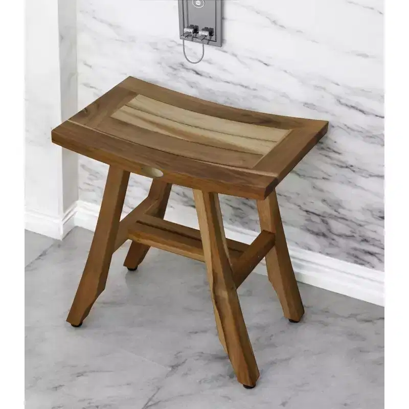 HomeRoots 18 Natural Teak Rectangular Shower Bench