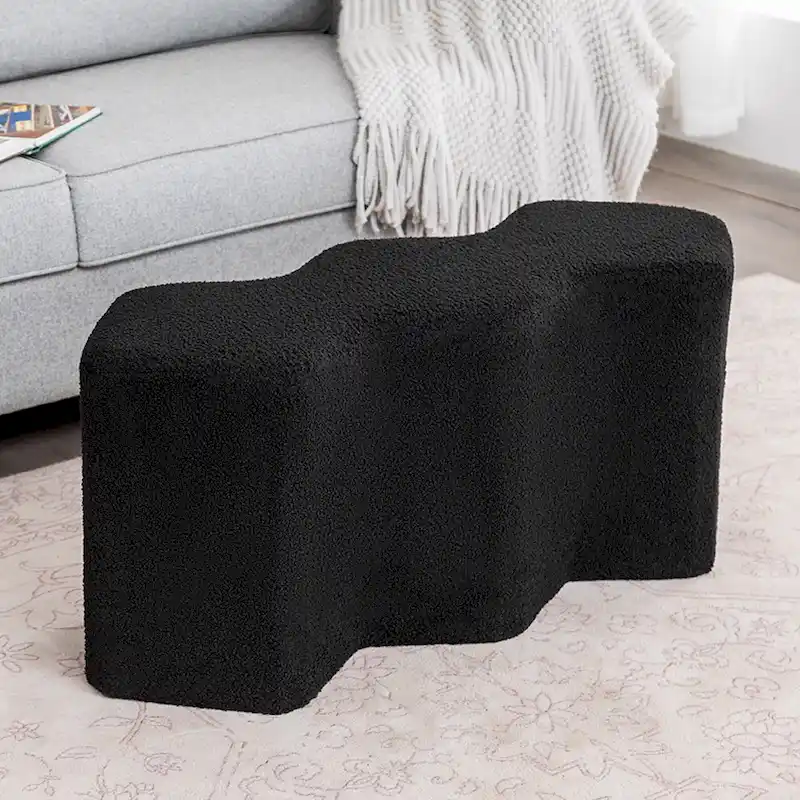 Adeco 35   Long Ottoman Bench Velvet Polygon Foot Stool