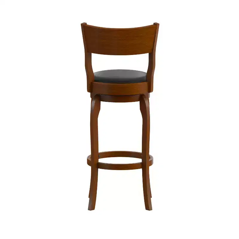 Emma and Oliver Classic Pub Style Swivel Wooden Barstool with Padded Faux Leather Seat