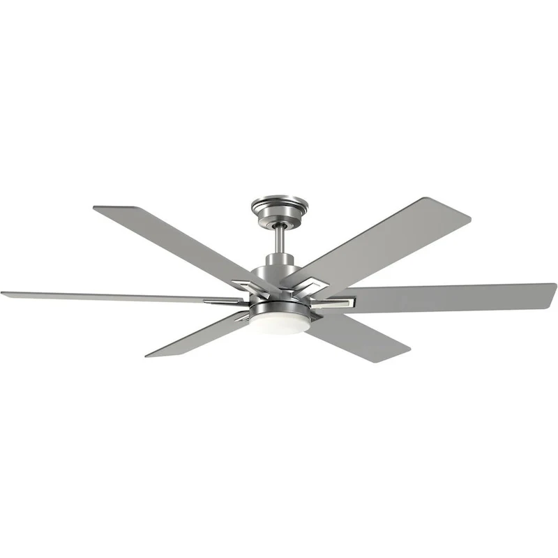 Dallam Collection 60 in. Six-Blade Brushed Nickel Transitional Ceiling Fan with Integrated CCT-LED Light - 60 in x 60 in x 14 in