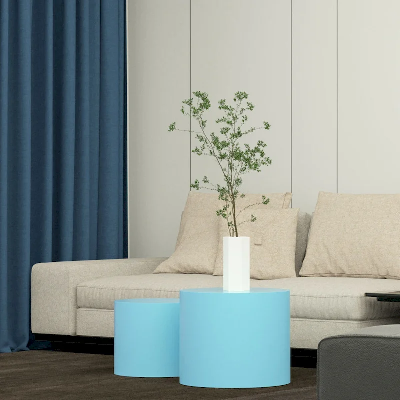 Modern Farmhouse Round Accent Nesting Side Coffee Table Set (Set of 2)