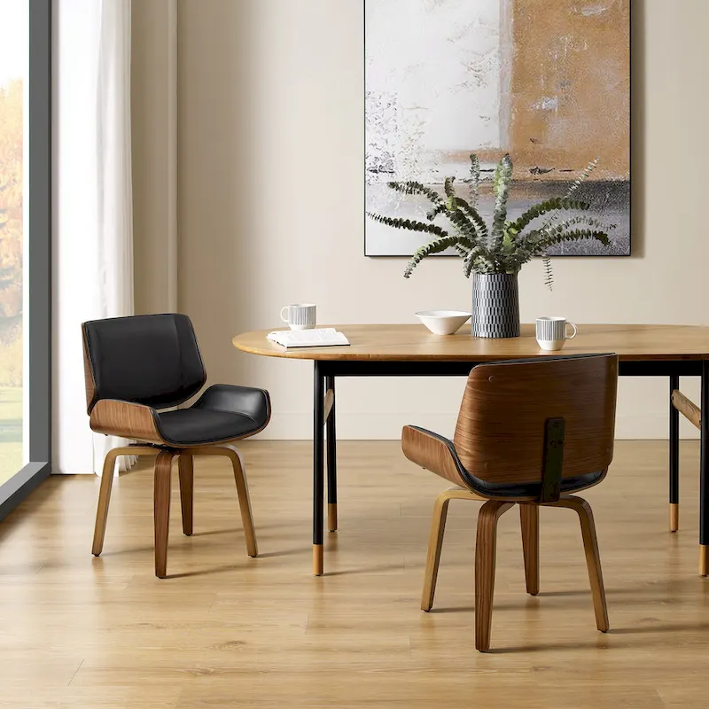 Art Leon Swivel Wooden Upholstered Dining Chairs (Set of 2)