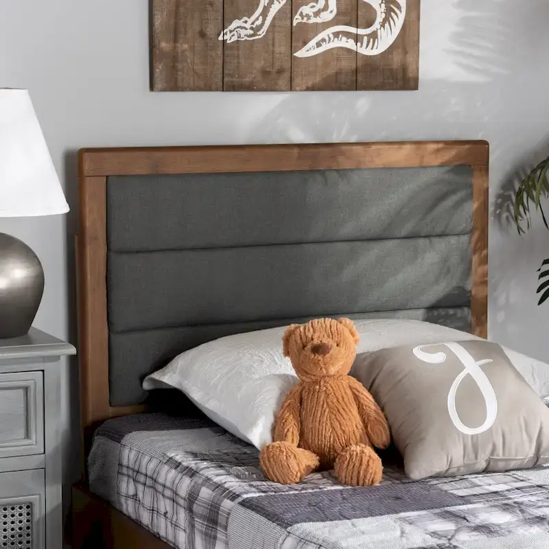 Dark Grey Channel-Tufted Fabric Headboard – Twin / Full / Queen / King