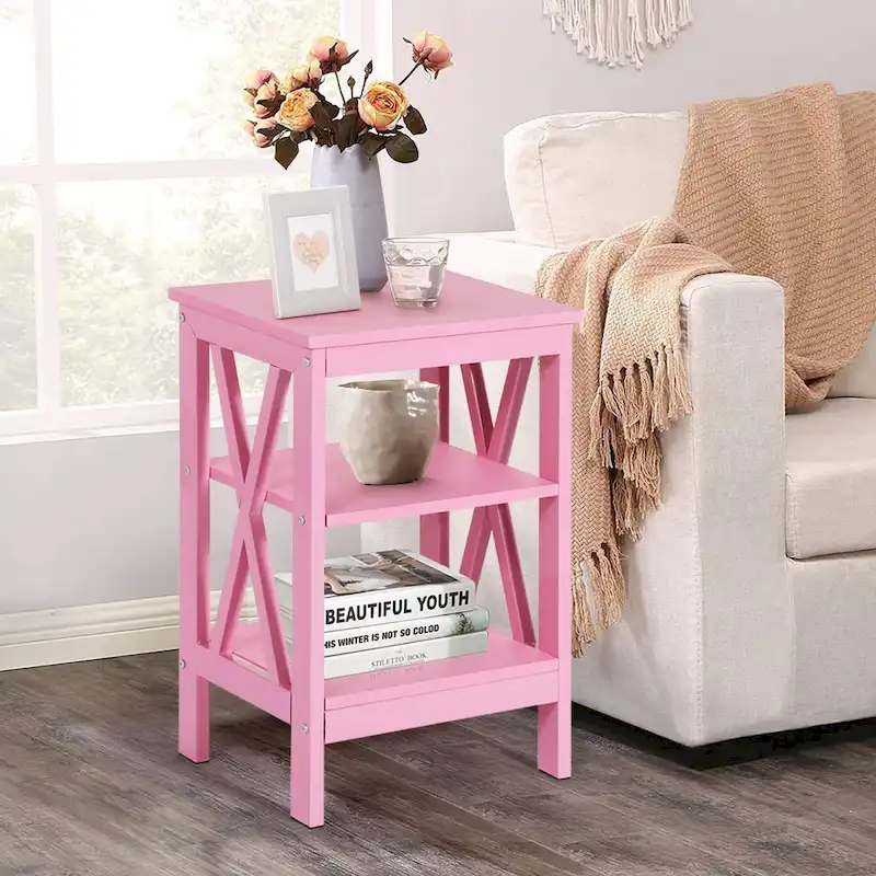 Modern Nightstand with 3-Tier Storage Shelves
